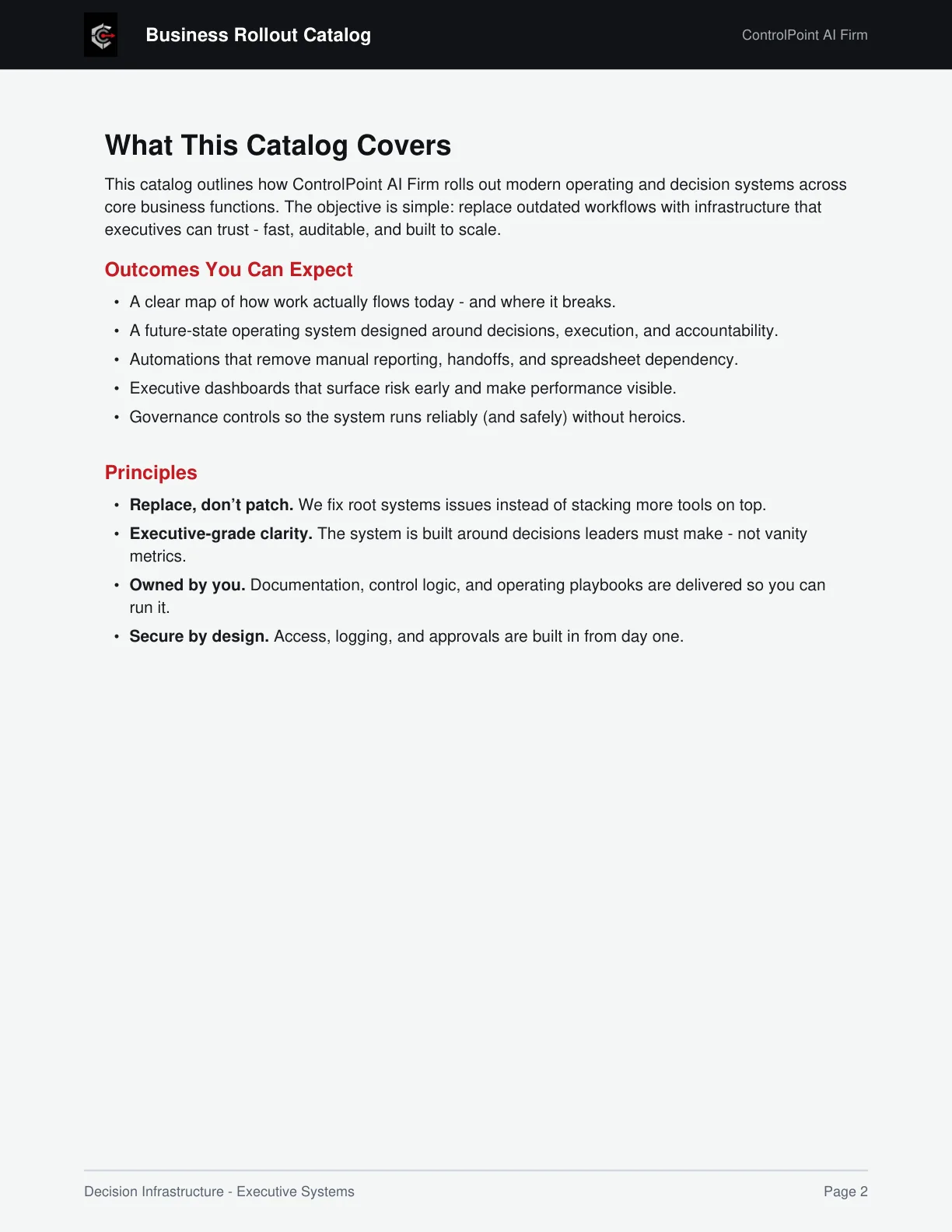 Catalog page: What This Catalog Covers